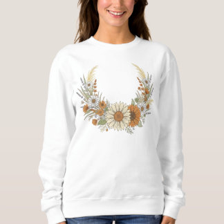 Boho herfst zonnebloem & madelief krans met pampas trui