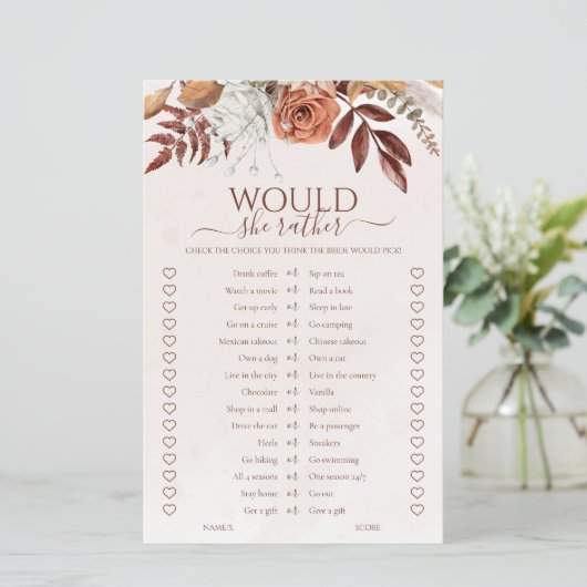 Boho Herfst zou ze liever Vrijgezellenfeest spel (Staand voorkant)