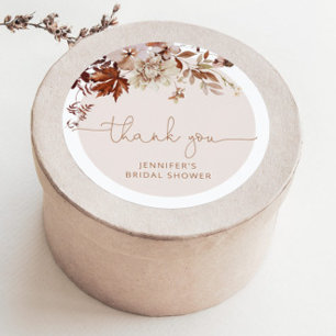 Boho herfstbladeren bruidsdouche ronde sticker