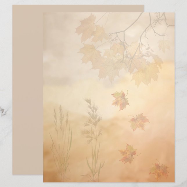 Boho herfstbladeren en gras scrapbookpapier (Voorkant / Achterkant)