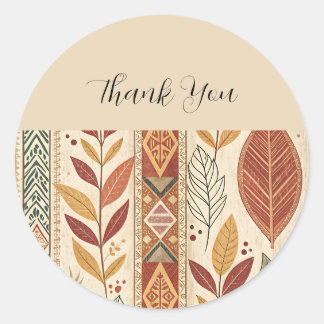 Boho herfstbladeren en tribale patronen ronde sticker