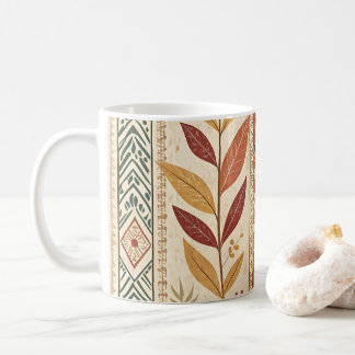 Boho herfstbladeren en tribale patroon koffiemok
