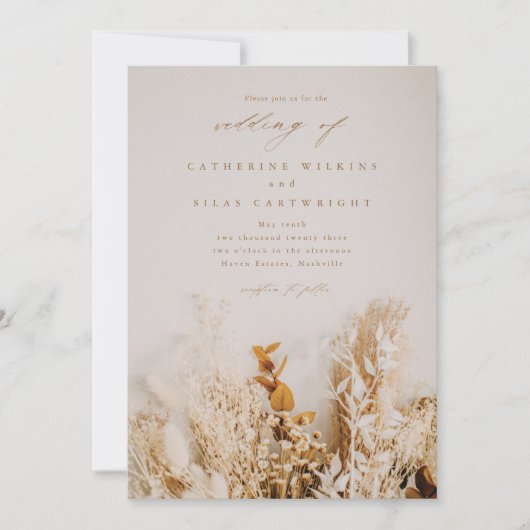 Boho-herfstbloemen bruiloft kaart (Voorkant)