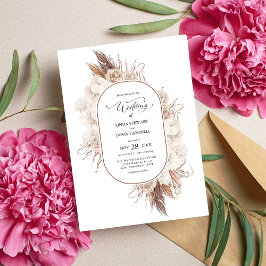 Boho-herfstbloemen Bruiloft Kaart