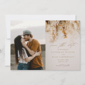 Boho-herfstbloemen Foto Bruiloft Save The Date (Voorkant)