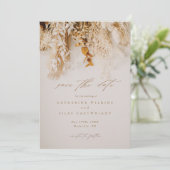 Boho-herfstbloemen Foto Bruiloft Save The Date (Staand voorkant)