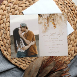 Boho-herfstbloemen Foto Huwelijksaankondiging Magnetische Uitnodiging