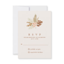 Boho-herfstbloemen rustieke trouw-RSVP
