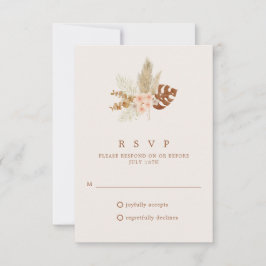 Boho-herfstbloemen rustieke trouw-RSVP RSVP Kaartje