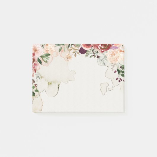Boho herfstbloemen thee bevlekte achtergrond post-it® notes (Voorkant)