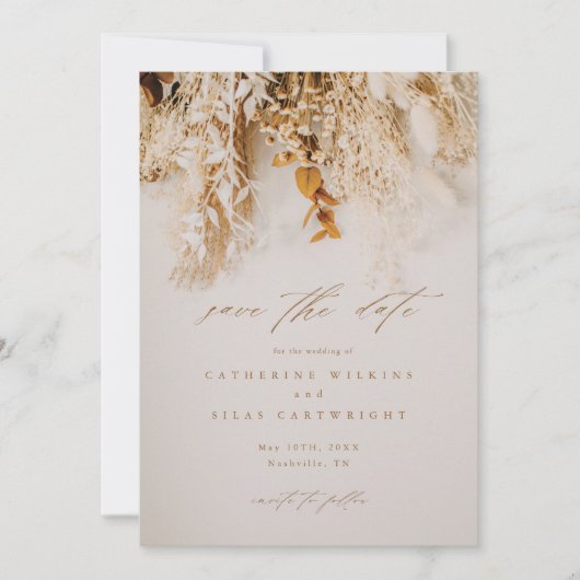 Boho-herfstbloemenbruiloft Save The Date (Voorkant)