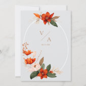 Boho herfstboeket met vurige tulpen en witte vlieg kaart (Achterkant)