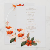 Boho herfstboeket met vurige tulpen en witte vlieg kaart (Voorkant / Achterkant)