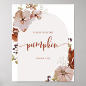 Boho herfstboog Gelieve de pompoen te signeren Poster (Voorkant)