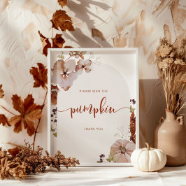 Boho herfstboog Gelieve het pompoenbord te signere Poster