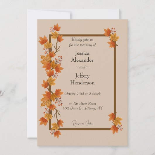 Boho herfstbruiloft kaart (Voorkant)