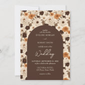 Boho herfstbruin stoffig sinaasappel ivoorboog kaart (Voorkant)