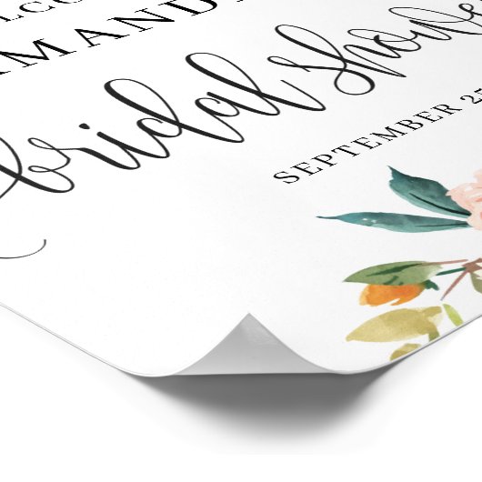 Boho herfstfloral afrikaantje bruids welkom bord poster (Hoek)