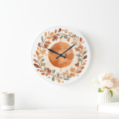 Boho Herfstmaan Botanische Waterverf Wandklok (Huis)