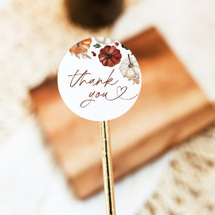 Boho-herfstpompoen Bedankt Favorietensticker Ronde Sticker
