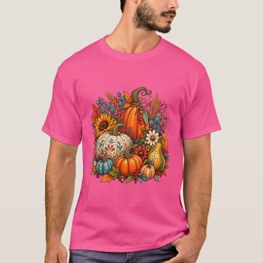 Boho Herfstpompoenen T-shirt (Voorkant)