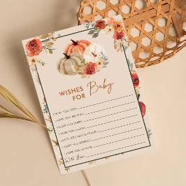 Boho-herfstpompoenwensen voor babyshower-spelkaart kaart
