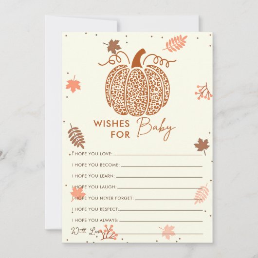 Boho-herfstpompoenwensen voor babyshower-spelkaart kaart (Voorkant)