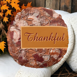 Boho herfstscript rustiek sinaasappel dank borduur rond kussen