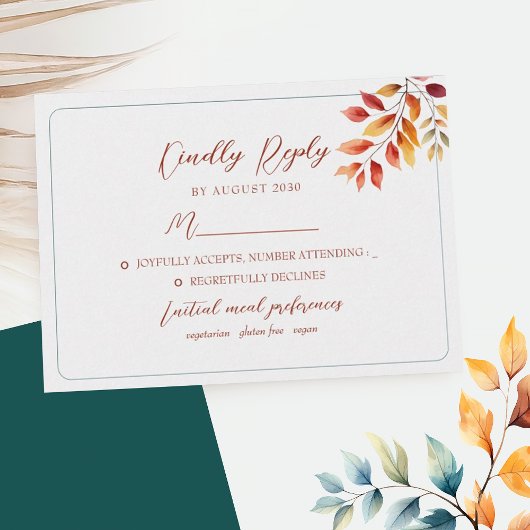 Boho-herfsttrouwdag RSVP Kaartje