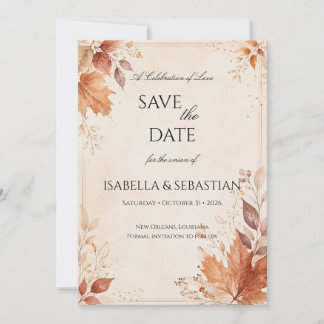 Boho-herfsttrouwdag Save The Date