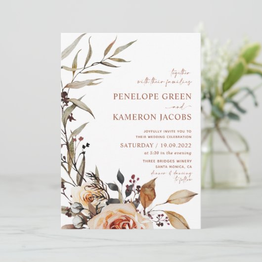 Boho-herfsttrouwkaart  kaart (Staand voorkant)