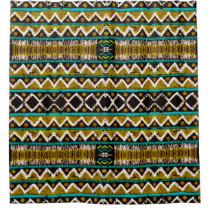 Boho herhaal. Geometrisch naadloos borduurwerk. De Douchegordijn