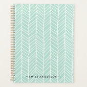 Boho Herringbone Mint Green Planner (Voorkant)