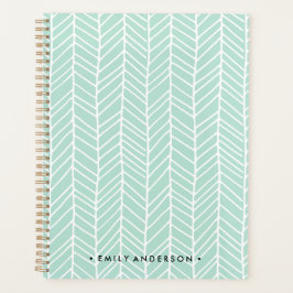 Boho Herringbone Mint Green Planner