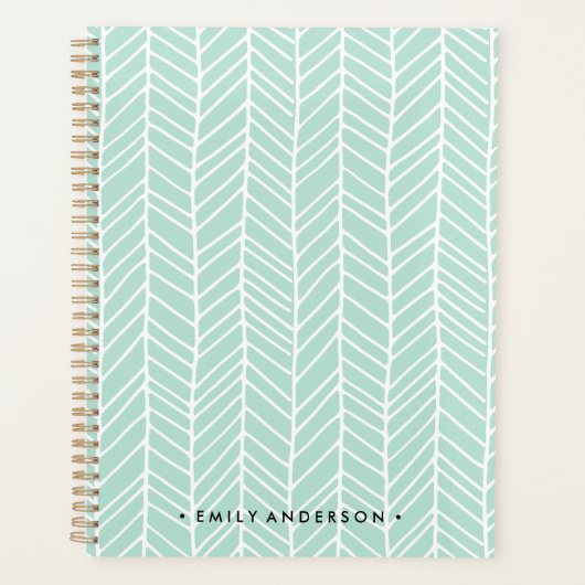 Boho Herringbone Mint Green Planner (Voorkant)