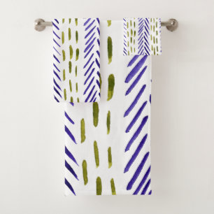 Boho herringbone patroon in paars en groen bad handdoek