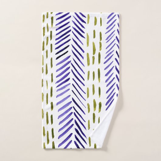 Boho herringbone patroon in paars en groen bad handdoek (Handdoek)