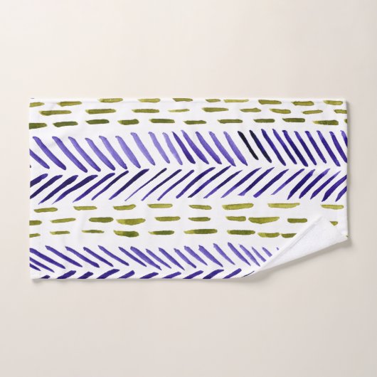 Boho herringbone patroon in paars en groen bad handdoek (Handdoek)