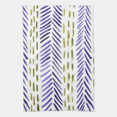 Boho herringbone patroon in paars en groen theedoek (Verticaal)