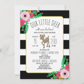 Boho Herten Bloemen Gestreepte Baby shower Invitat Kaart (Voorkant)
