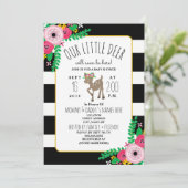 Boho Herten Bloemen Gestreepte Baby shower Invitat Kaart (Staand voorkant)