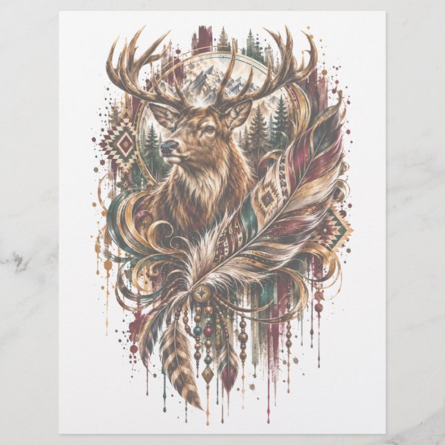 Boho Herten, Dromend van Herten Briefhoofd (Voorkant)