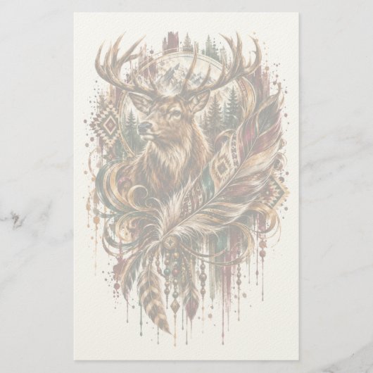 Boho Herten, Dromend van Herten Briefpapier (Voorkant)