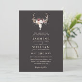 Boho herten Florale Rustieke Elegante QR-code Trou Kaart (Staand voorkant)