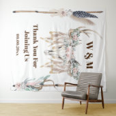 Boho herten gewei verheven veer hout rustiek india wandkleed (In Situ (horizontaal))