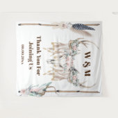 Boho herten geweien rose veren hout rustieke india wandkleed (Voorkant (horizontaal))