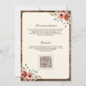 Boho-Herten Terracotta Bloem QR-code Trouwen Kaart (Achterkant)