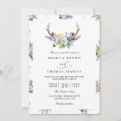 Boho herten wildbloemen rustieke QR-code bruiloft Kaart (Voorkant)