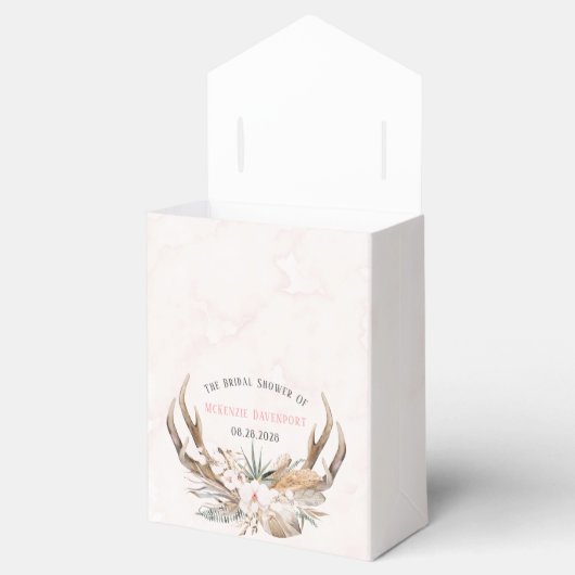 Boho hertenhoorns en bloemen Bruidsdouche Bedankdoosjes (Geopend)