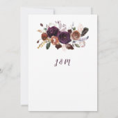 Boho hertenschedel donker Paarse bloemboeket bruil Kaart (Achterkant)